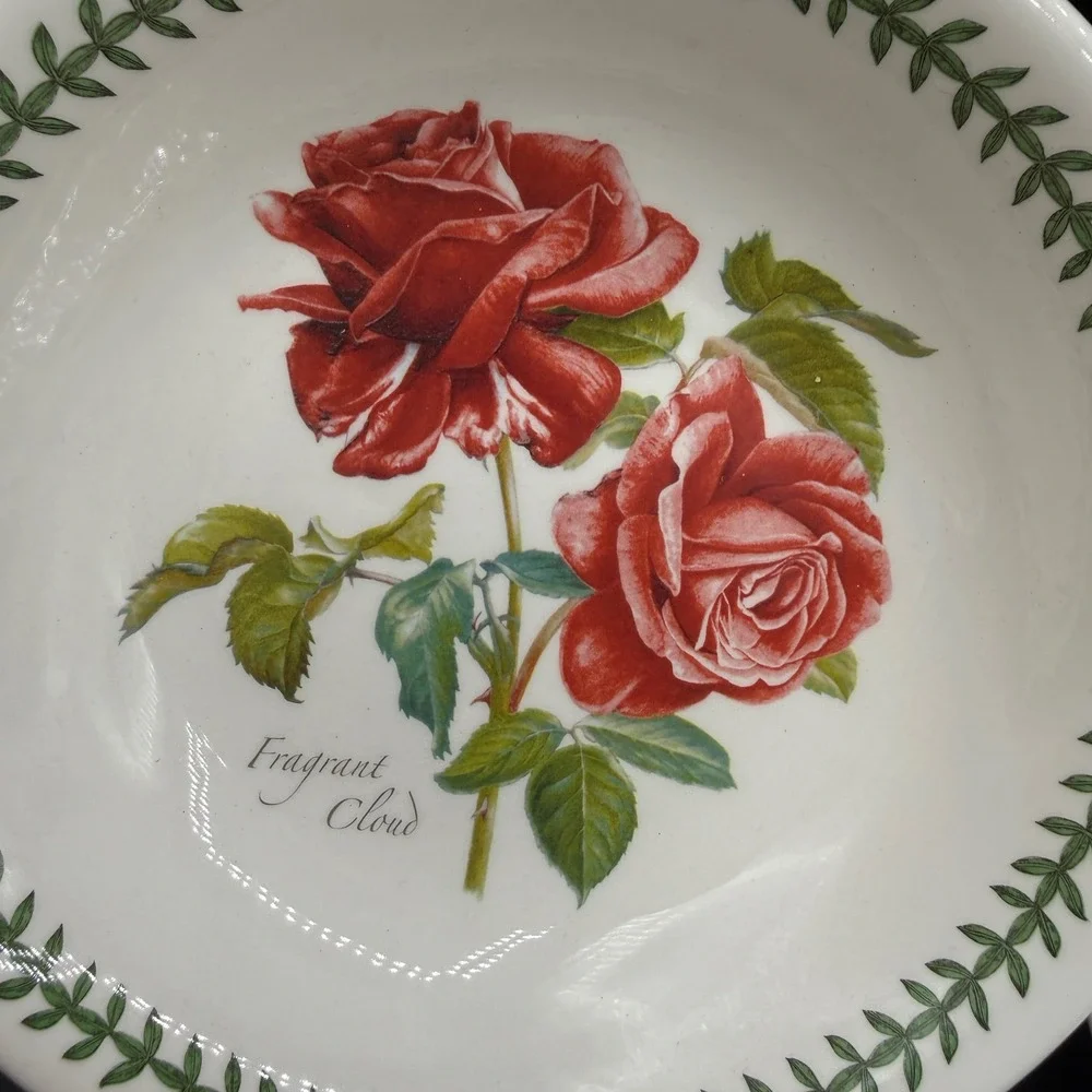 Portmeirion Botanic Roses Pasta Bowls Set of 4 Floral White 8.5in Cottagecore